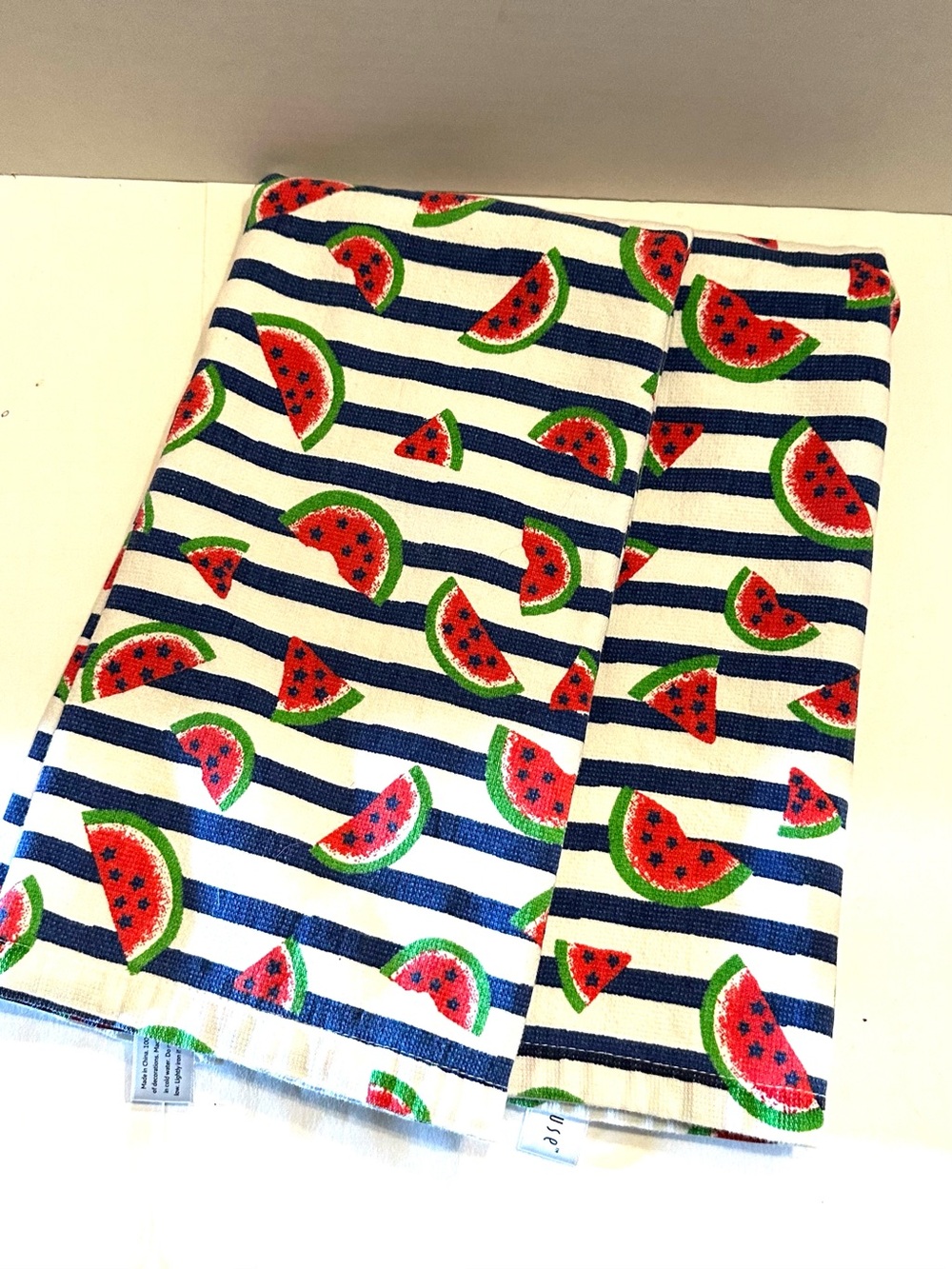 Striped Watermelon Cotton Kitchen Towels Set of 2